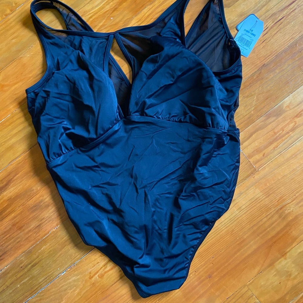 Time & Tru Swimsuit Mesh Detail Padded Black Sz XL 16-18